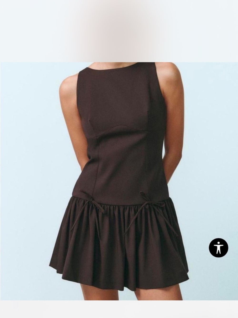 Zara Brown Mini Dress with Bows